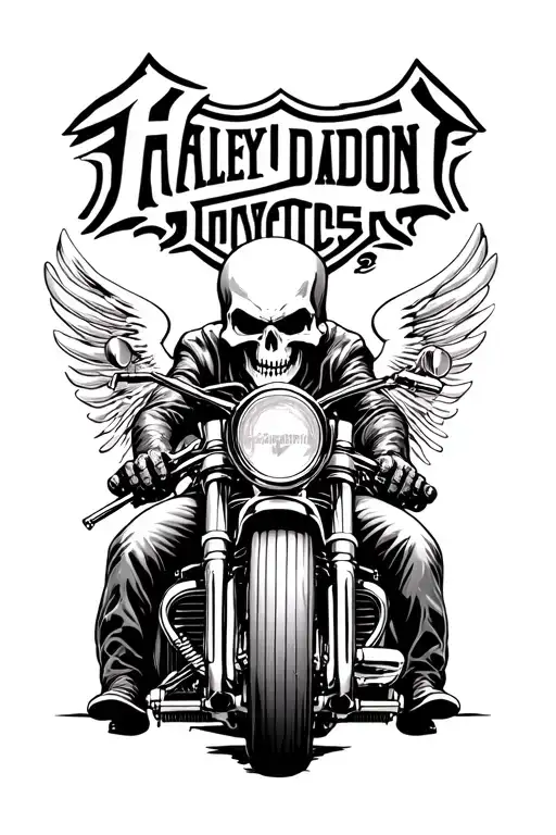 Reaper Riding A Harley Davidson Logo Tattoo idea