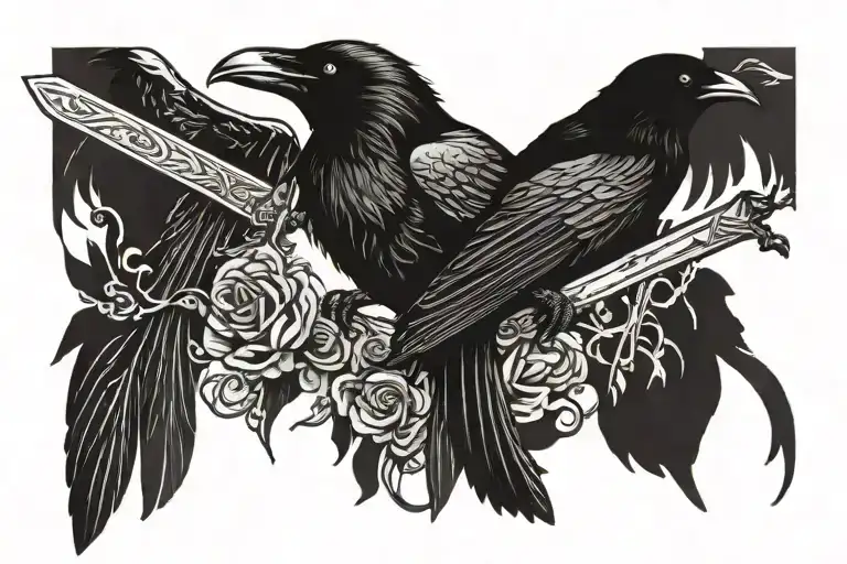 Raven On End Of Sword