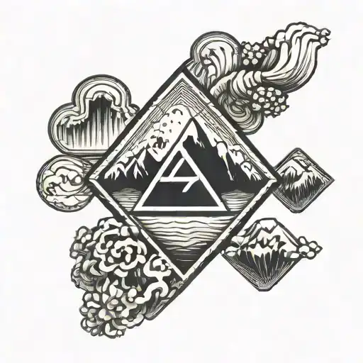 Serotonin And Dopamine Chemical Symbol With Mountain