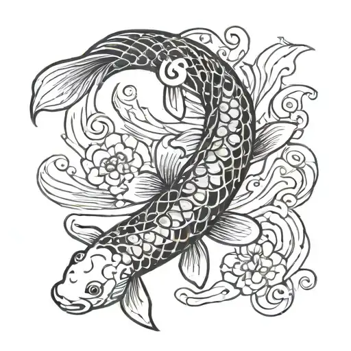 Koi Fish Swimming Upstream