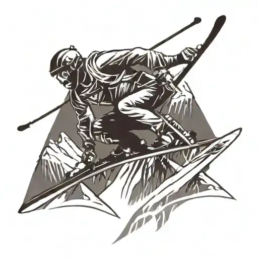 A Silhouette Of A Skier Carving Down A Mountain With A Cross Integrated Into The Design