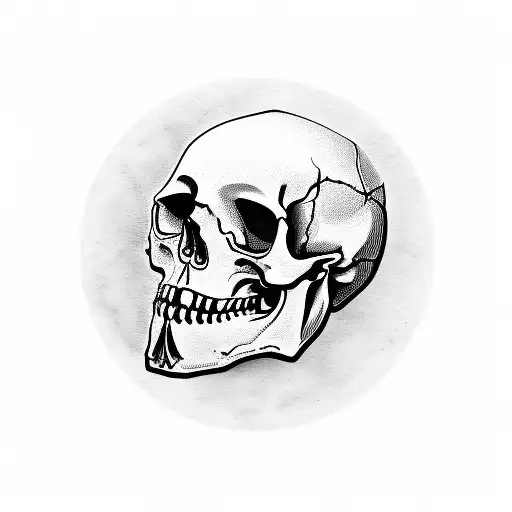 Vase Shaped Like A Skull With Roses In It