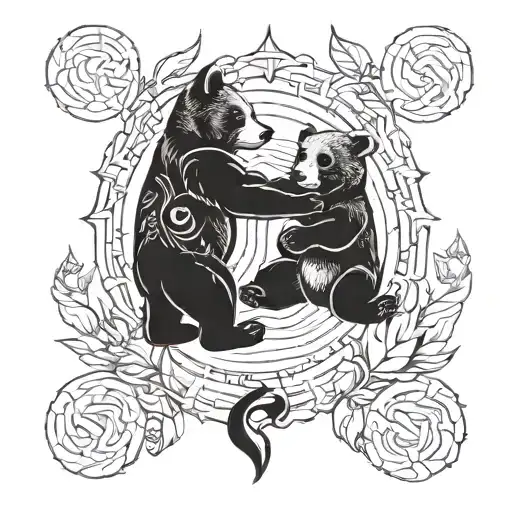 Two Bear Cubs As Scorpio And Pisces Zodiac Signs