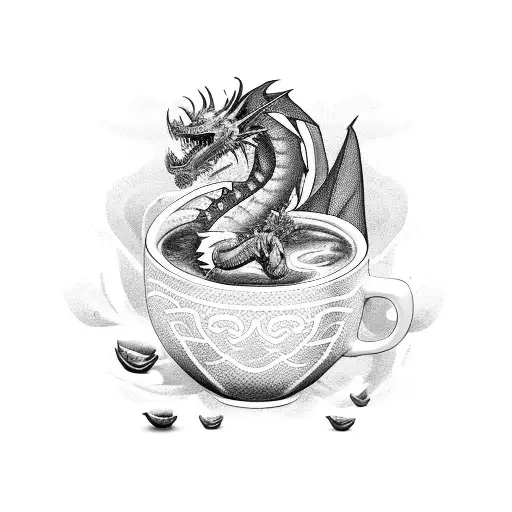 A Fierce Dragon Emerging From A Steaming Coffee Cup