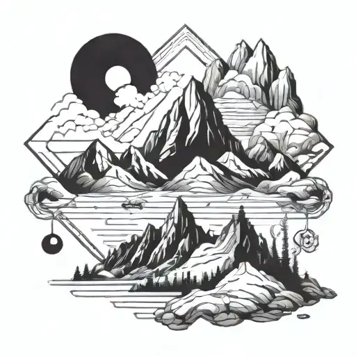 Serotonin And Dopamine Chemical Symbol With Mountain Scenery