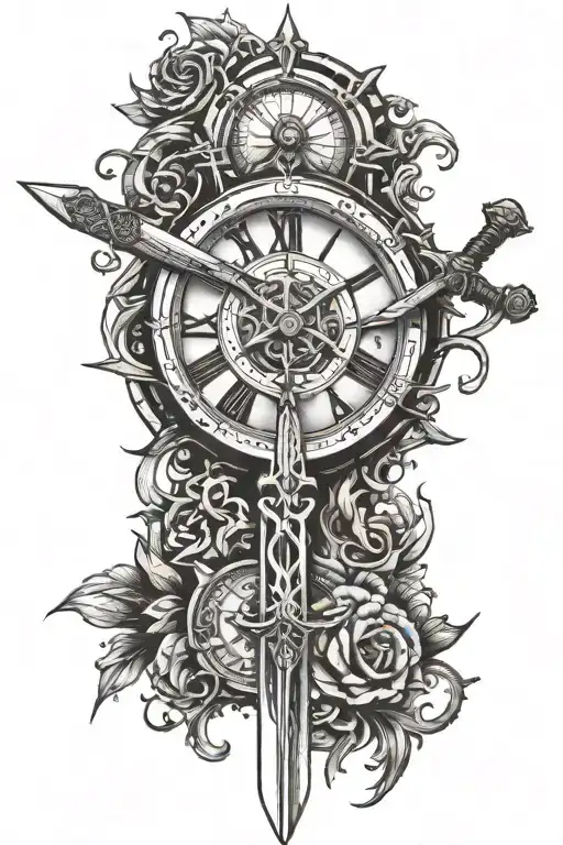 Double Edge Sword Turned Into A Clock Face