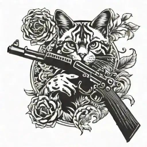 Us Army Cat With Gun Shooting