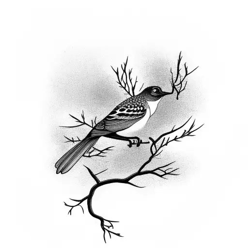 Bird With Broken Branch And The Line From Emily Dickinson's Poem About Wild Things