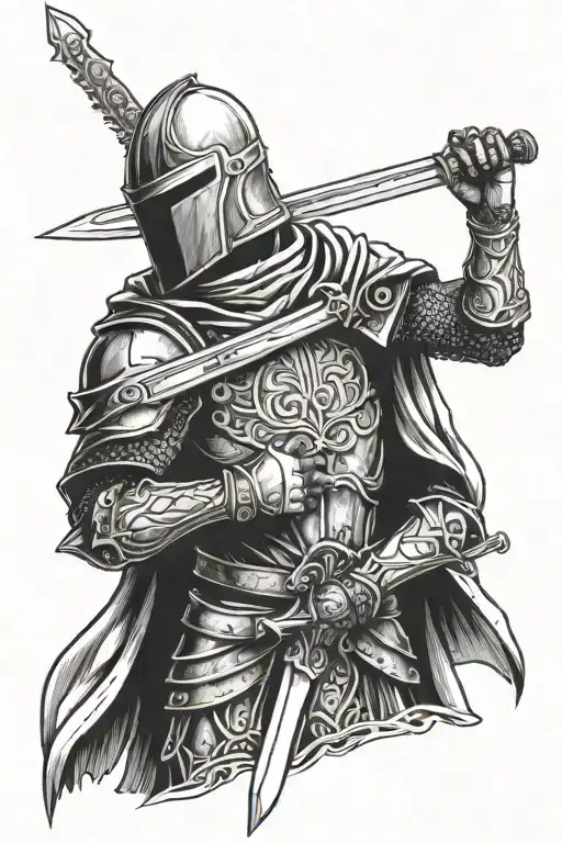 Holy Knight Holding A Sword