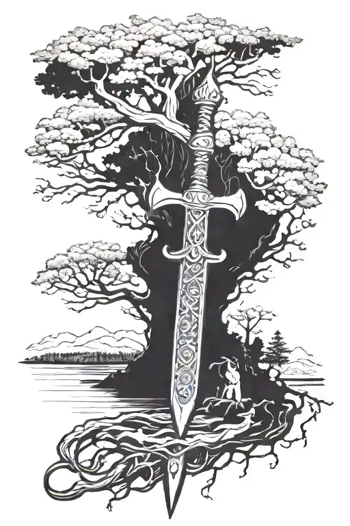 Incorporate A Viking Sword Into A Family Tree Design