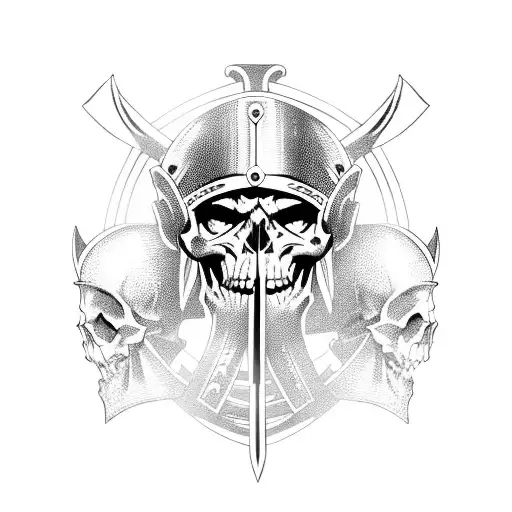 Viking Warrior And Skulls