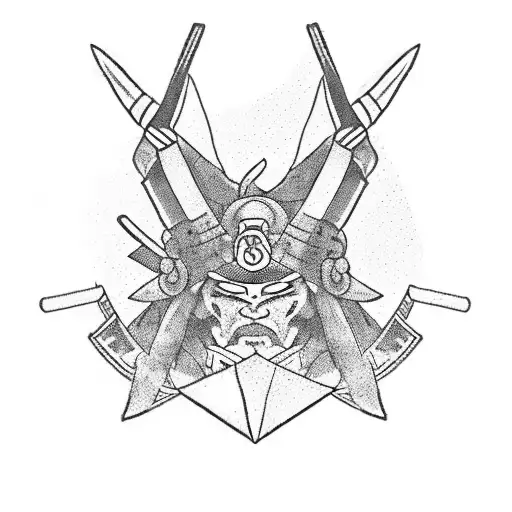 A Fierce Samurai Warrior Folding An Origami Crane With Intricate Details