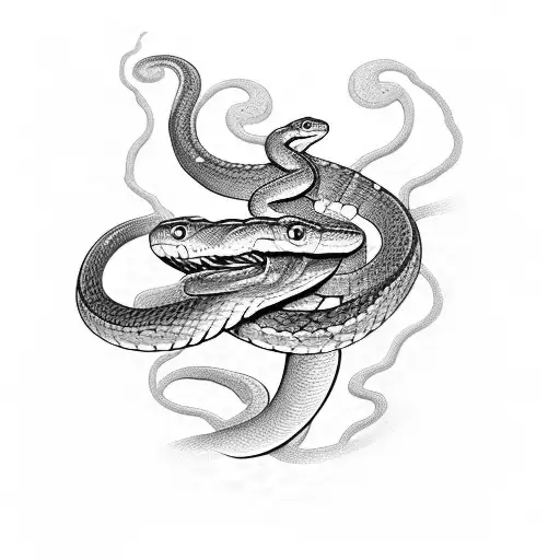 Snake With Habisscus Flowers