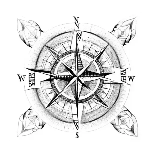 A Compass Rose Intertwined With A Circuit Board