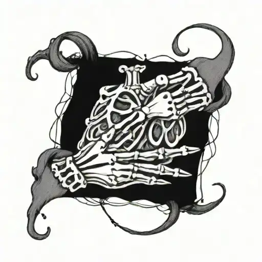 Skeleton Hands Stitching Heart