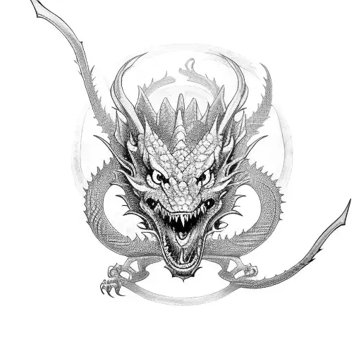 A Dragon Wrapped Around A Traditional Japanese Samurai Sword