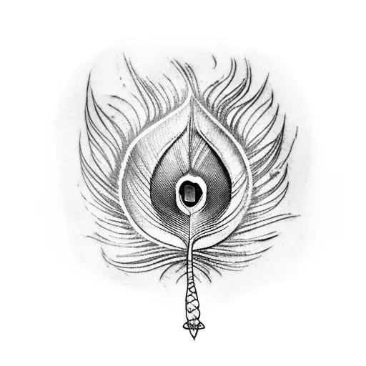 Peacock Feather Attached To Flute