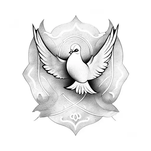 A Realistic Dove With Monogram Using Fancy Calligraphy Prb And A Heart And Roes