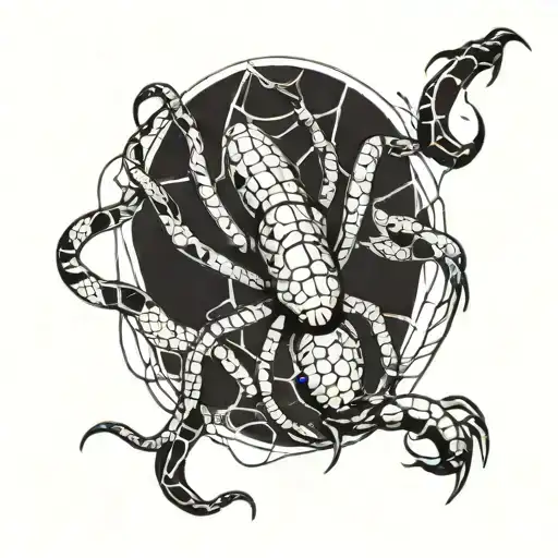 A Spider Catching A Snake With His Webs