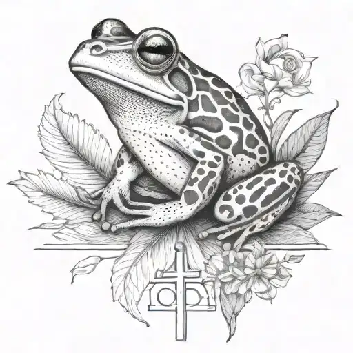 Frog With Cross And Words Oma And Opa