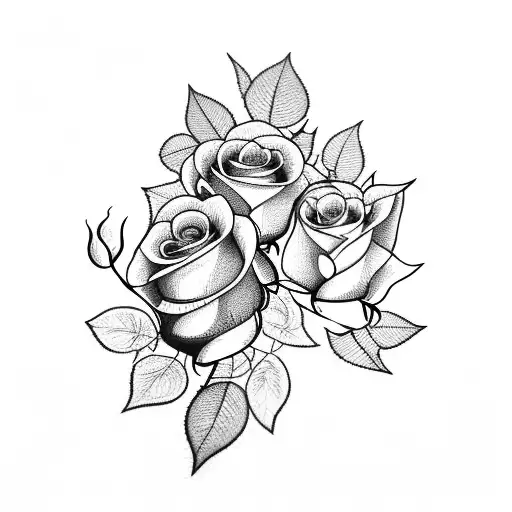 Roses With Family Tree Within Leaves