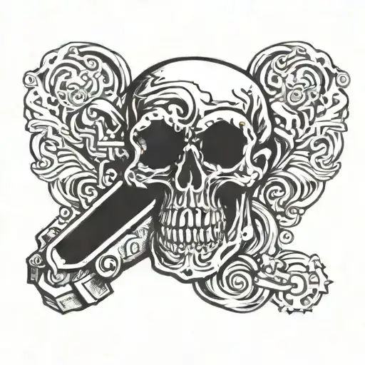 Skull Eating Heart Shaped Lock