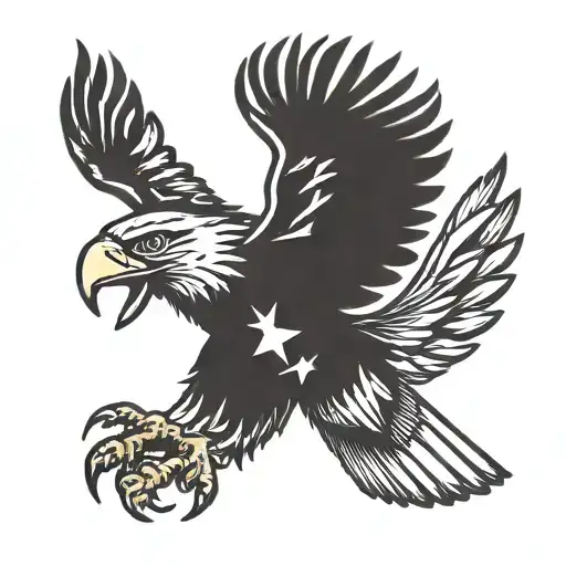 Eagle Flying With A Flag With Larsen On