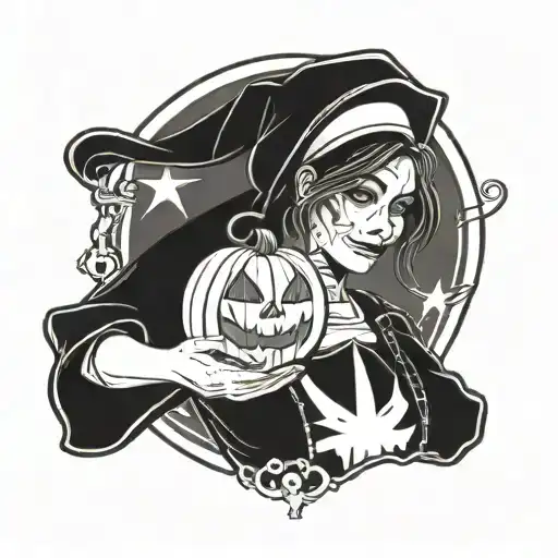 A Ghostly Nurse Holding A Pumpkin Lantern