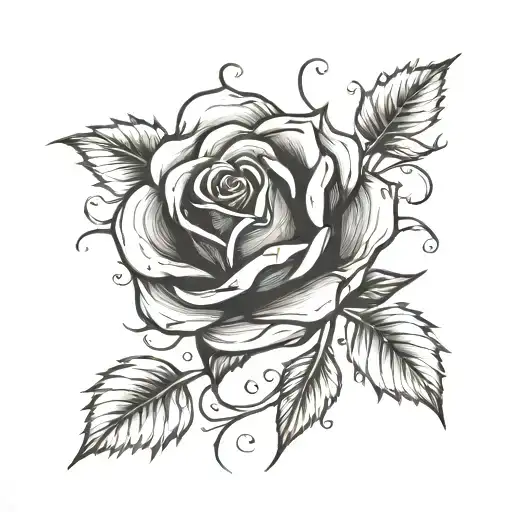 Rose With Thorns And Stem