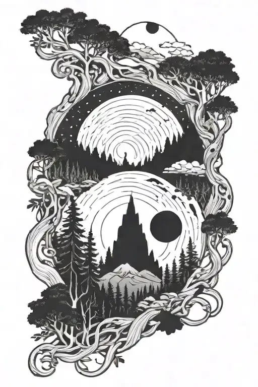 Black Hole Sucking Up A Forest Landscape