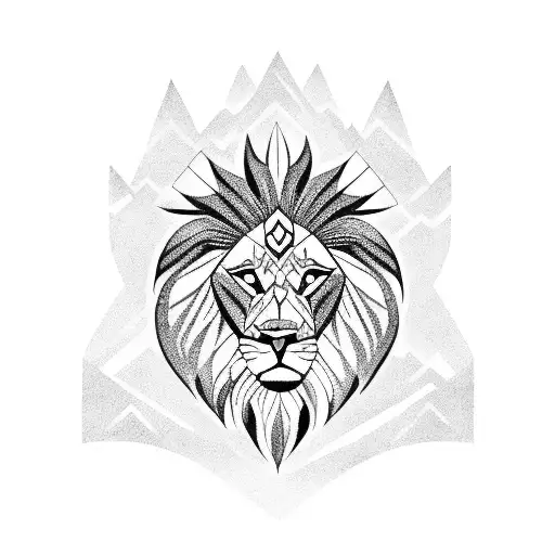 Native American Themed Lion In The Shape Of A Mountain Roaring