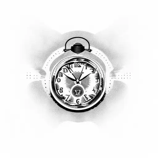 An Out Of Time-themed Blackwork Tattoo Featuring A Clock Melting