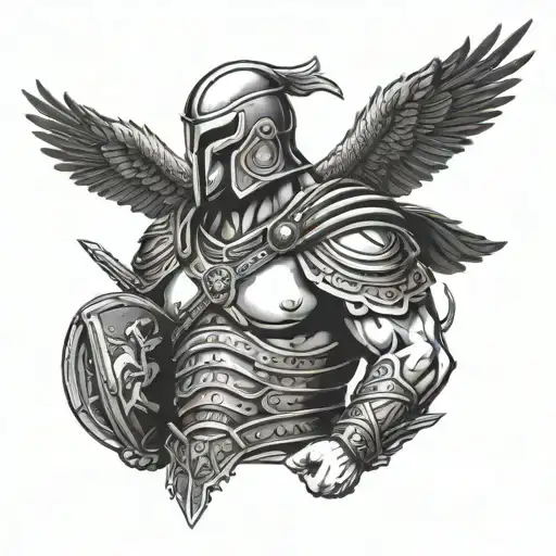 Red Head Gladiator And Eagle