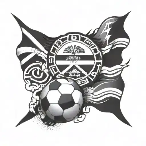 Combine Elements Of The Tongan Flag With Football Imagery In A Dynamic And Bold Design