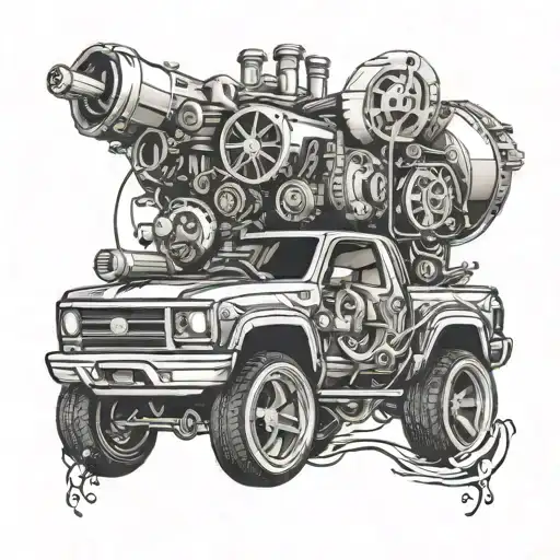 A Car Tattoo With A Engine And Cluster