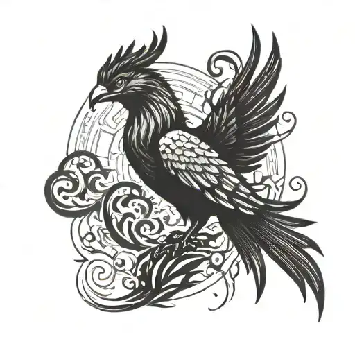 Phoenix Out Of A Sun Starting At The Elbow And Going Across Shoulder And Back