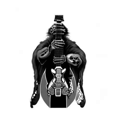 A Skeleton Holding A Guitar