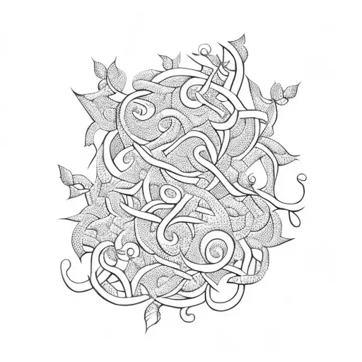 A Guitar Made Of Intertwined Vines And Flowers