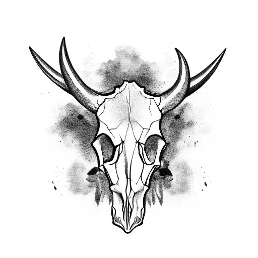 Cow Skull With Spears Behind It