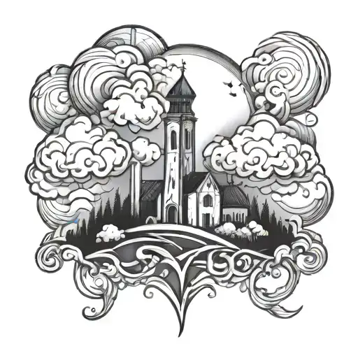 Christian Base With Clouds Surrounding