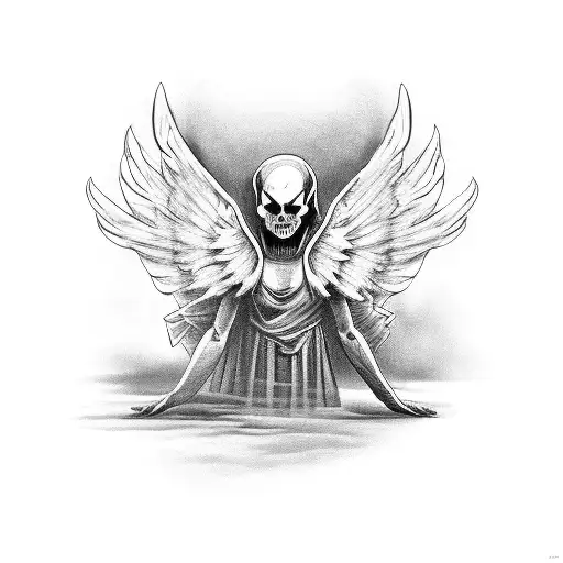 An Old Guardian Angel Fighting With An Demonic Devil In Realistic Style And Scary