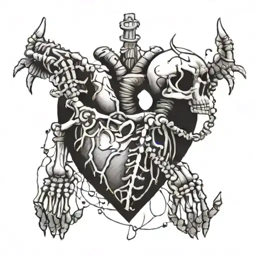 Skeleton Hands Stitching Heart