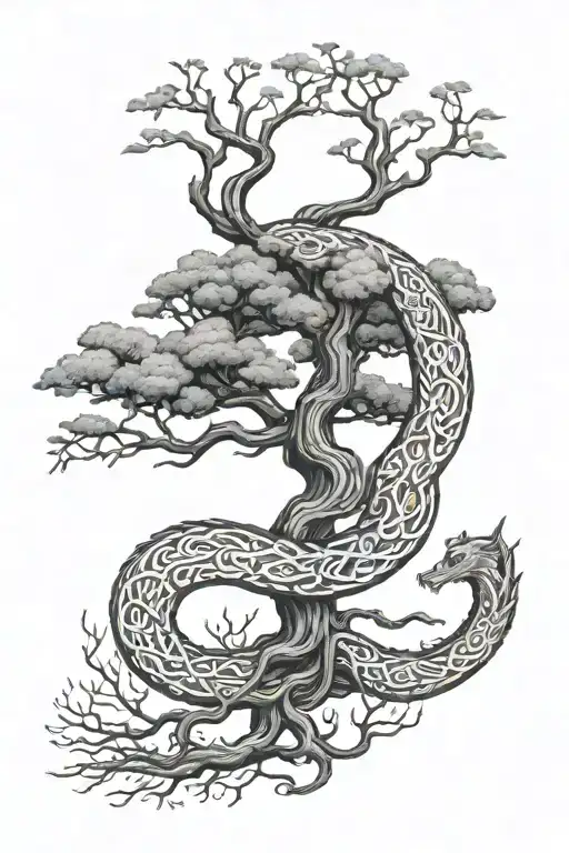 Ygdrasil Jormungandr Tree Norse Runes