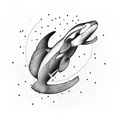 An Orca Swimming Through A Forest Of Musical Instruments