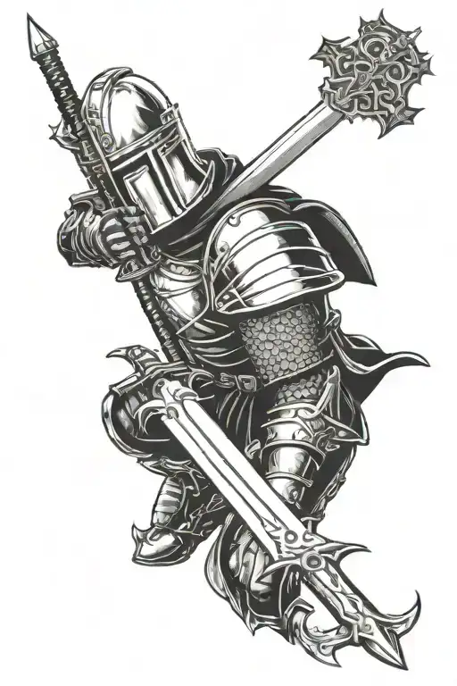 Holy Knight Holding A Sword