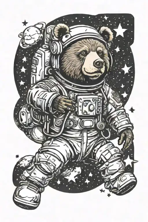Musical Scale That Turns Into Stars With A Bear In An Astronaut Suit At The Top