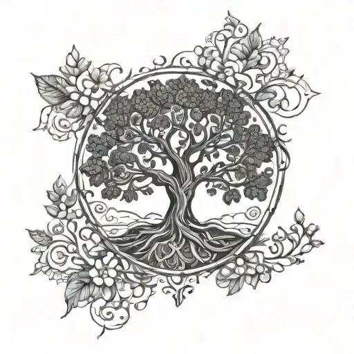 Slavic Mythology Inspired Tattoo Featuring The Tree Of Life Symbolizing Family And Growth