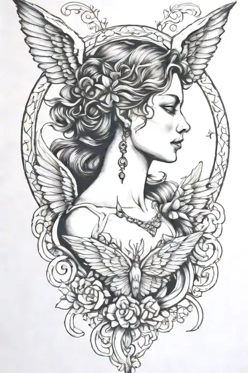 Freya Bust With Wings Hanging Moon