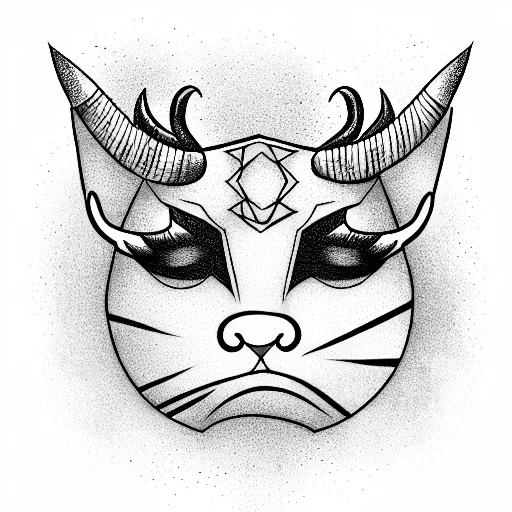 Angry Bull Face With Birthdate And Kitten Face And Small Human Eyes