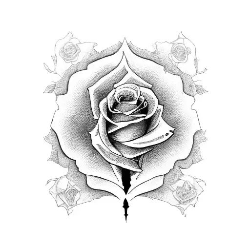 Broken Window With Skeleton Sticking Arm Out Of It Holding A Rose